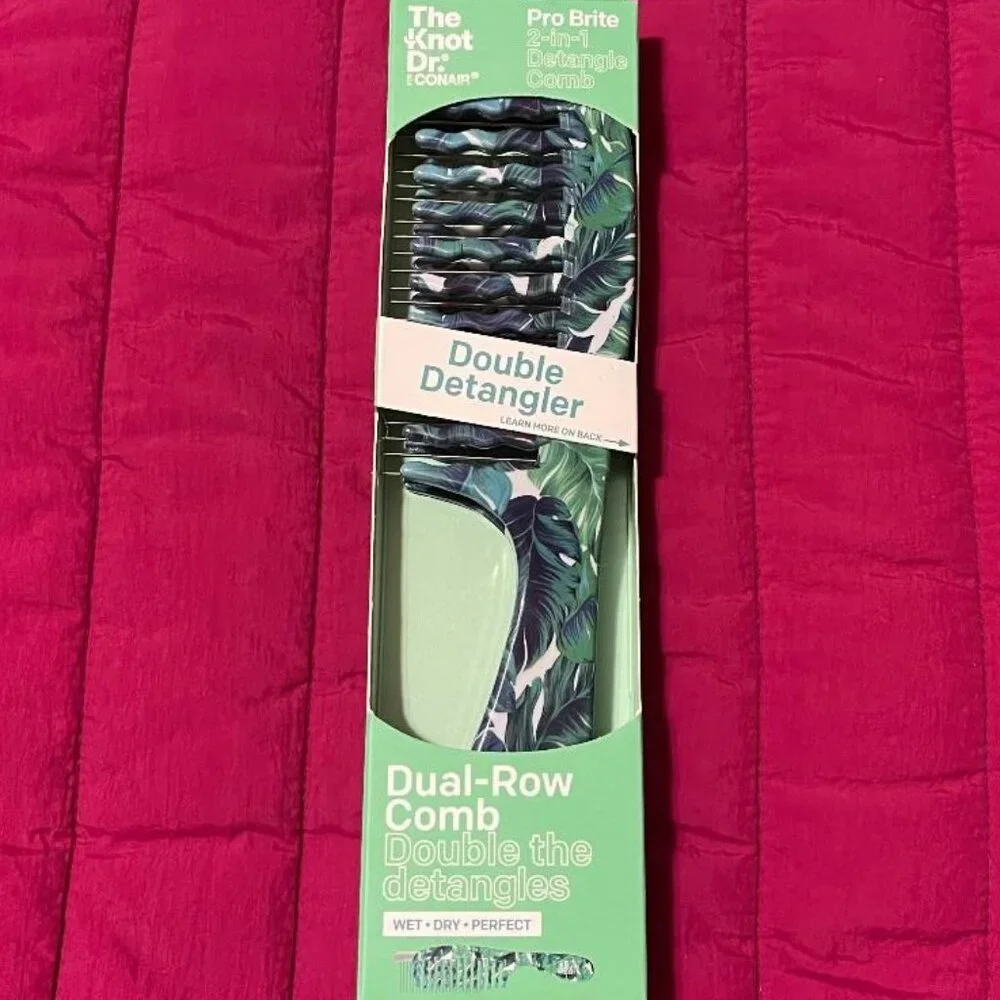 NEW CONAIR ~ THE KNOT DR . 2 - IN - 1 DETANGLE DUAL ROW WET / DRY DETANGLER COMB